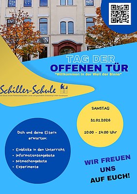 Flyer, der den Tag der offenen Tür angekündigt hat
