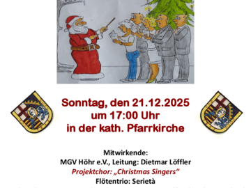 Das Plakat weist auf das Konzert Adventssingen des MGV Höhr e.V. am Sonntag, den 21.12.25 um 17 Uhr in der katholischen Pfarrkirche Höhr-Grenzhausen hin.